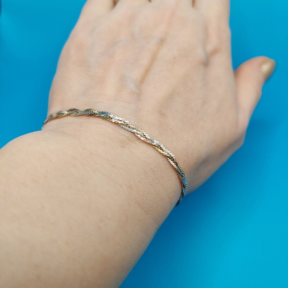 Beautiful Sterling Silver 925 woven tri-color bracelet. - Picture 5 of 10